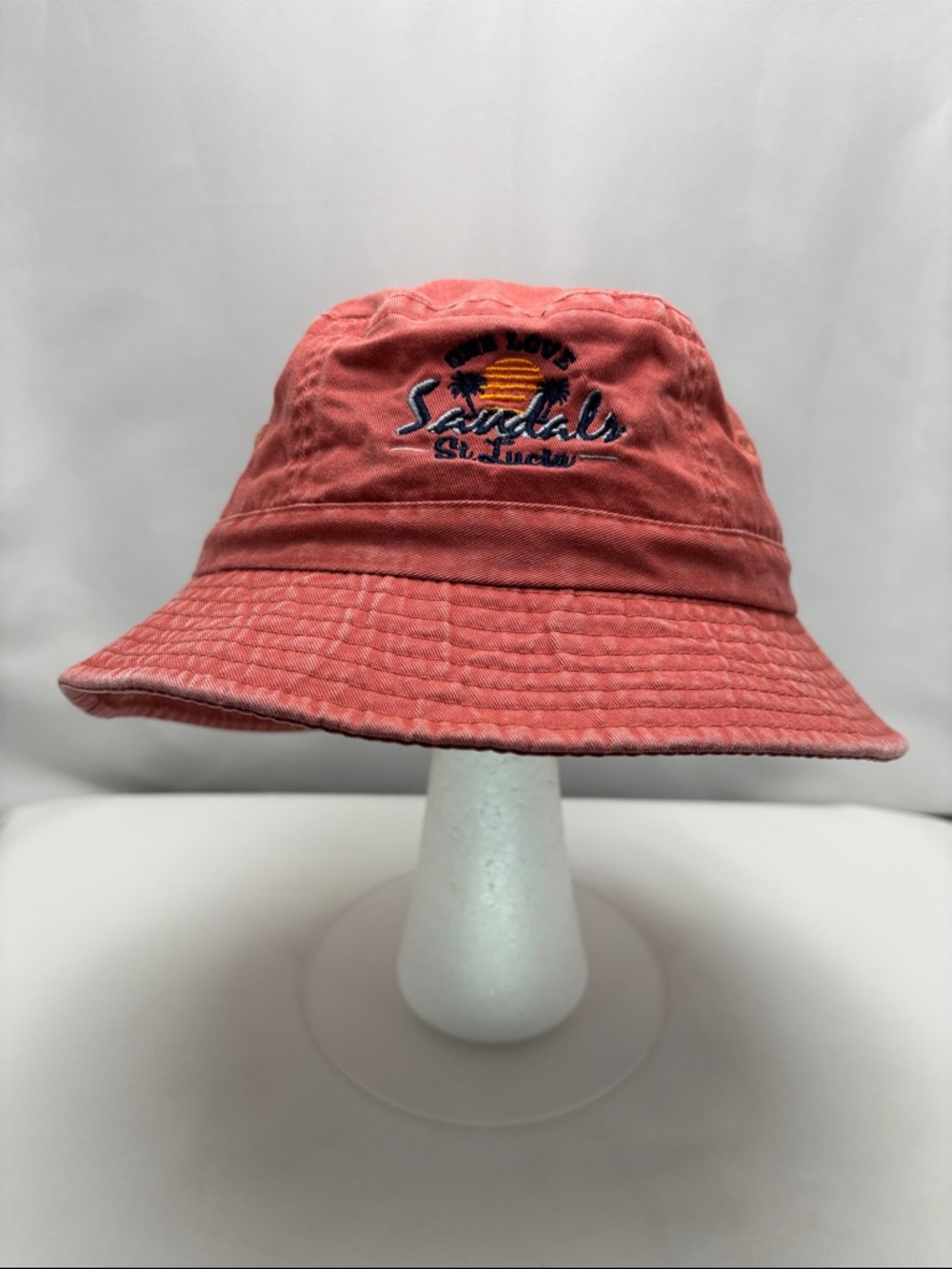 AHEAD Unisex SzS/M Sandals St. Lucia Embroidered Coral Bucket Hat Skipper#502